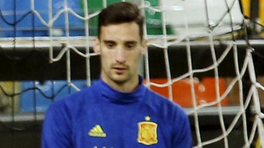 Sergio Rico, en un entrenamiento de la selección española.
