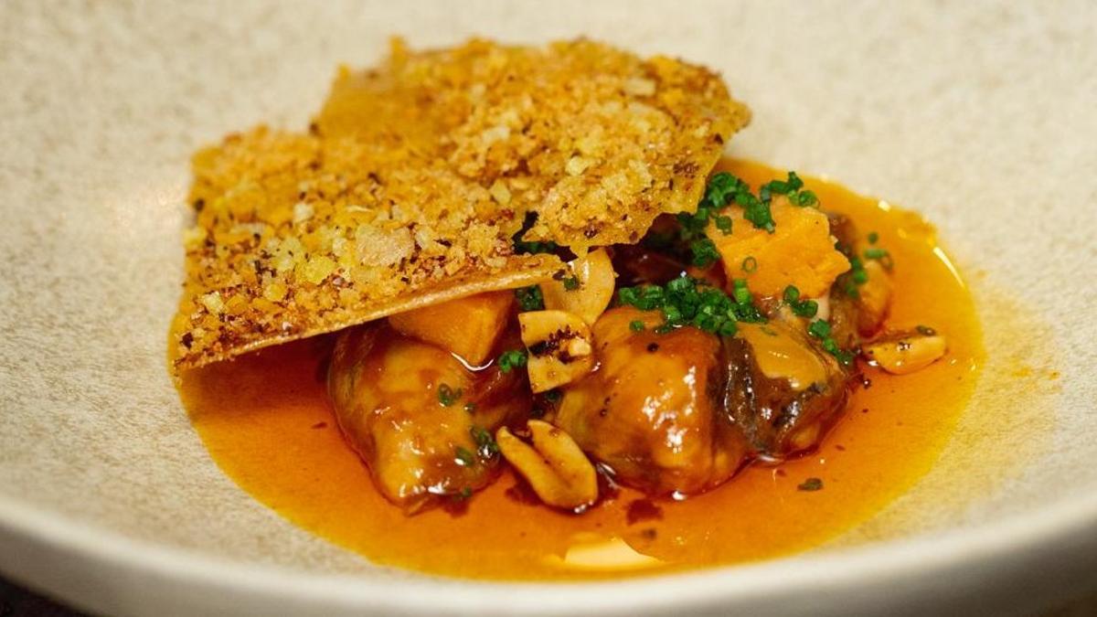 Mejillones en adobo de tomate cherry y chile ancho del restaurante Jiribilla.