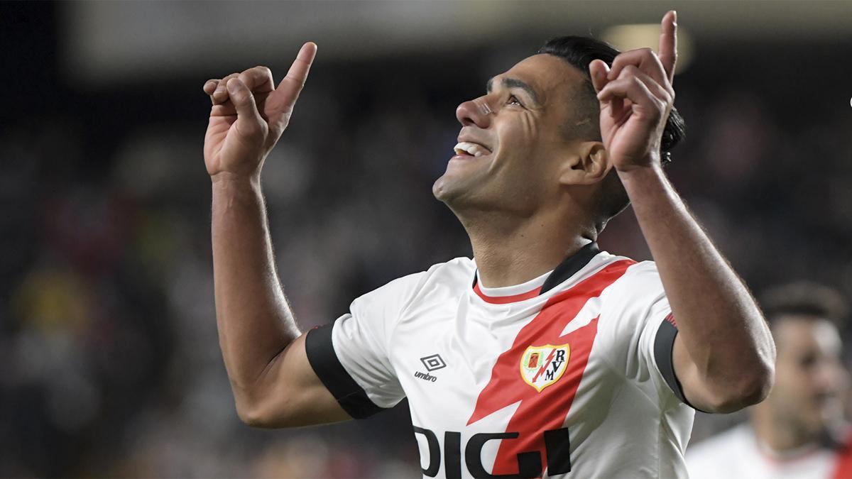 Falcao celebra el gol contra el Barça