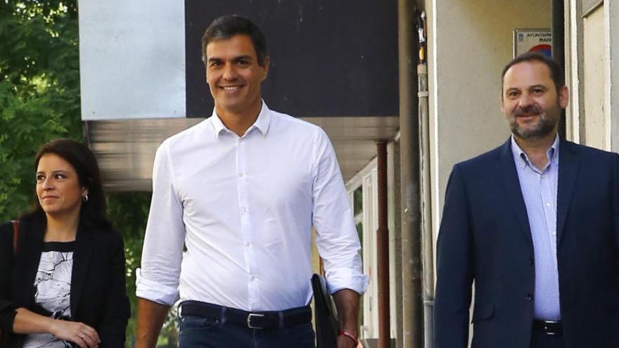 Sánchez, a su llegada hoy a Ferraz.