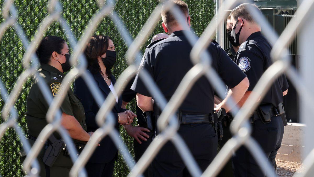 La vicepresidenta de EEUU, Kamala Harris, este viernes durante su visita a El Paso, Texas.