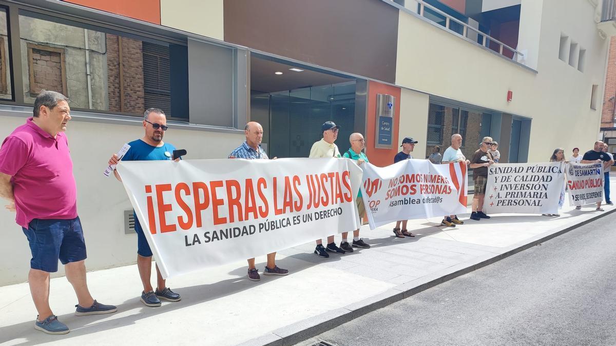Protesta este miércoles en Sotrondio.