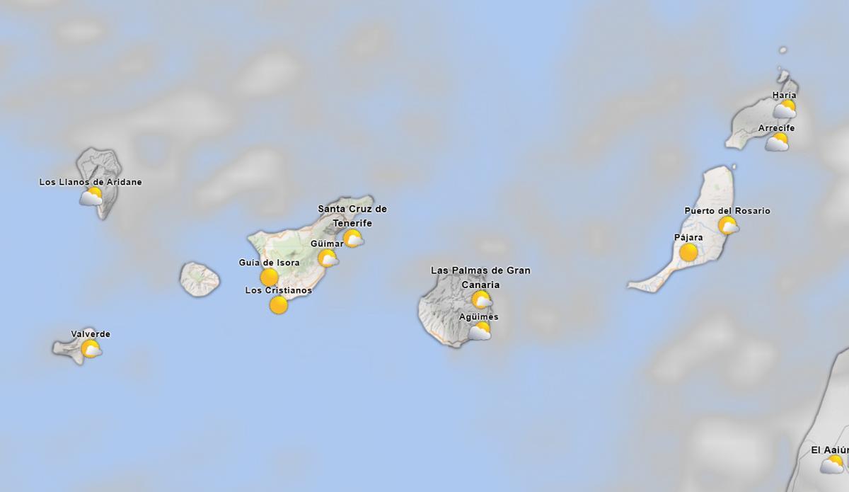 Previsión del tiempo en Canarias este domingo a las 09.00