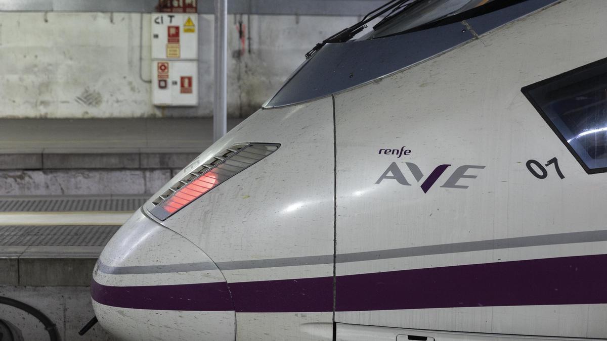 Barcelona 15/02/2023 Tema sobre el 15 aniversario del tren de alta velocidad AVE Barcelona - Madrid En la foto tren de alta velocidad AVE en la Estació de Sants FOTO de FERRAN NADEU