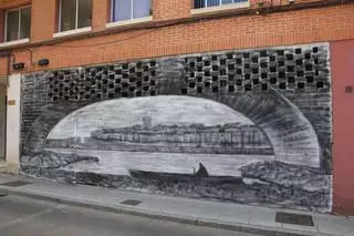El barrio de La Lana de Zamora cuenta ya con su mural costumbrista de un barquero