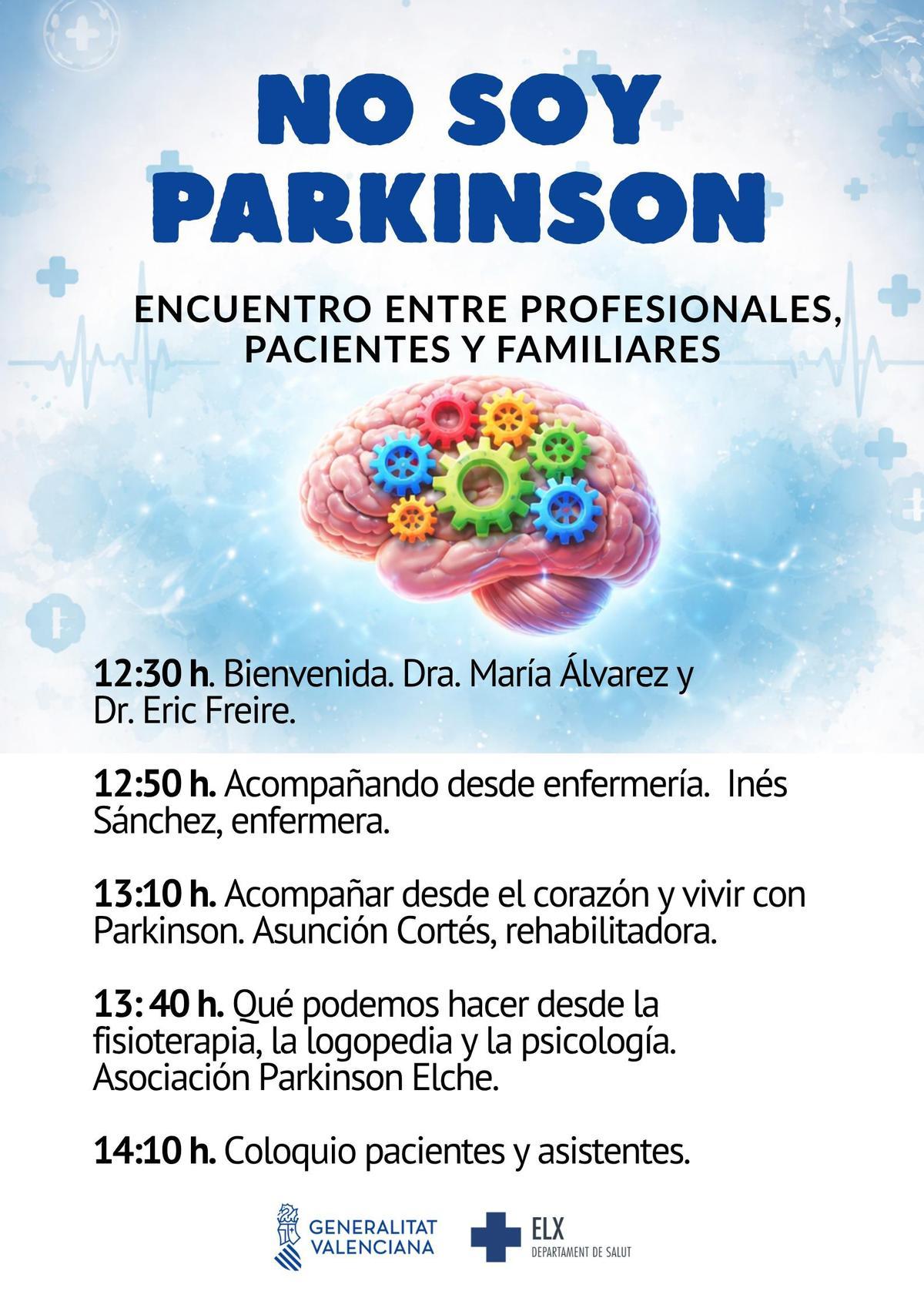 La jornada de puertas abiertas ‘No soy Párkinson’ tendrá lugar el próximo 28 de abril en el salón de actos del General de Elche.