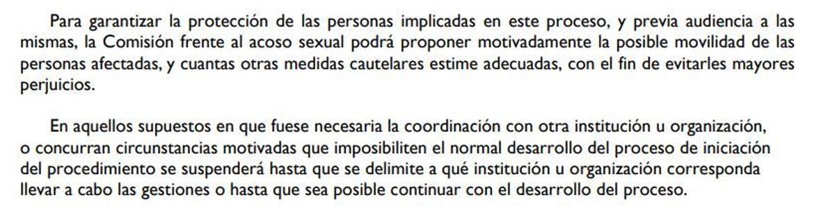 Protocolo antiacoso de 2020, que sí hubiese habilitado al CSIC a cambiarla de buque.