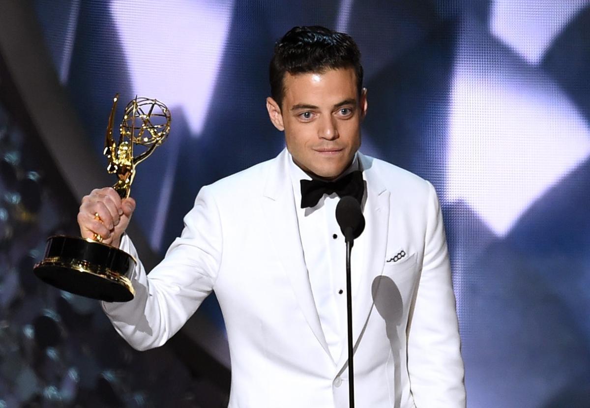 LOS ANGELES, CA - SEPTEMBER 18: Actor Rami Malek accepts Outstanding Lead Actor in a Drama Series for ’Mr. Robot’ onstage during the 68th Annual Primetime Emmy Awards at Microsoft Theater on September 18, 2016 in Los Angeles, California.   Kevin Winter/Getty Images/AFP