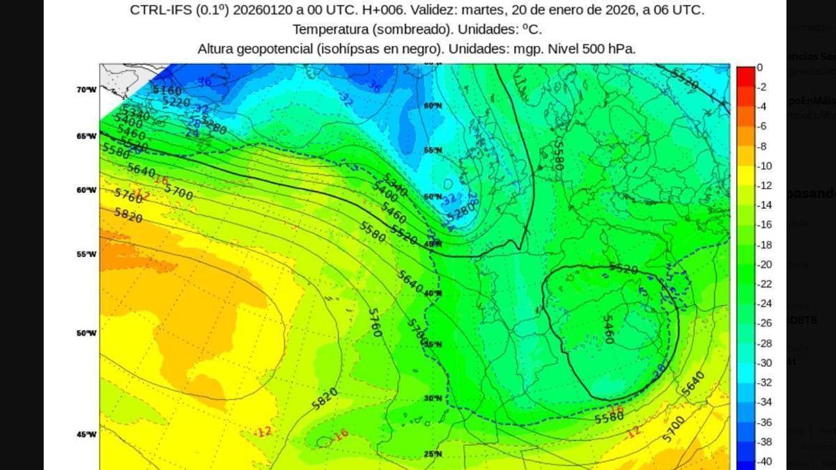 Mapa de temperaturas, elaborado por la Aemet.