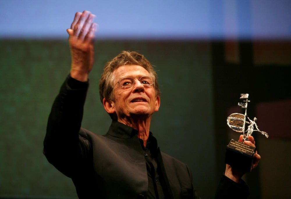 FILE PHOTO: British actor John Hurt holds the ...