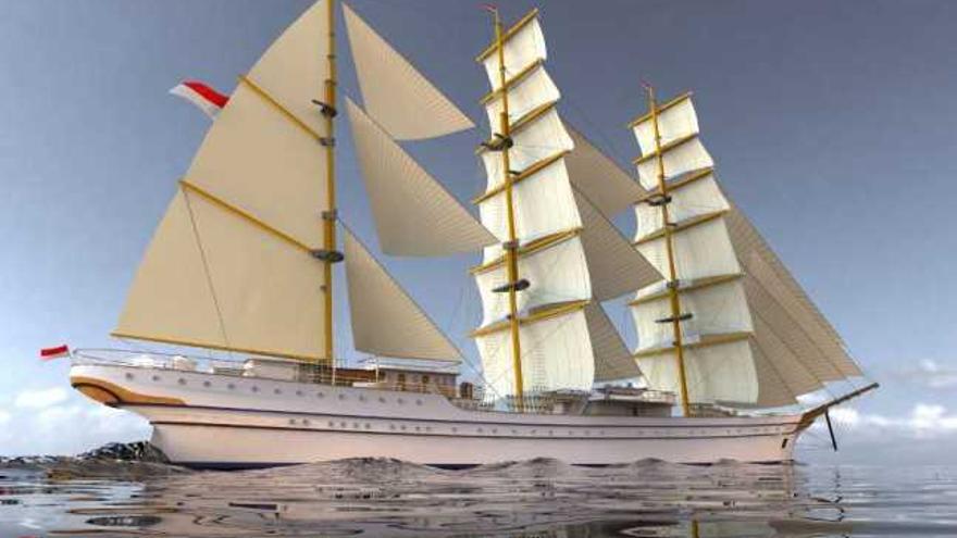 Recreación del próximo buque escuela para la Armada de Indonesia que construirá Freire en Vigo.  // F.S.