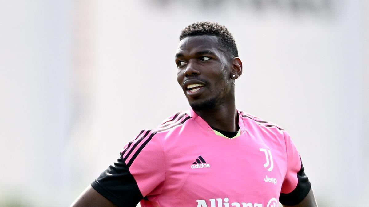 Paul Pogba en un entrenamiento de la Juventus.