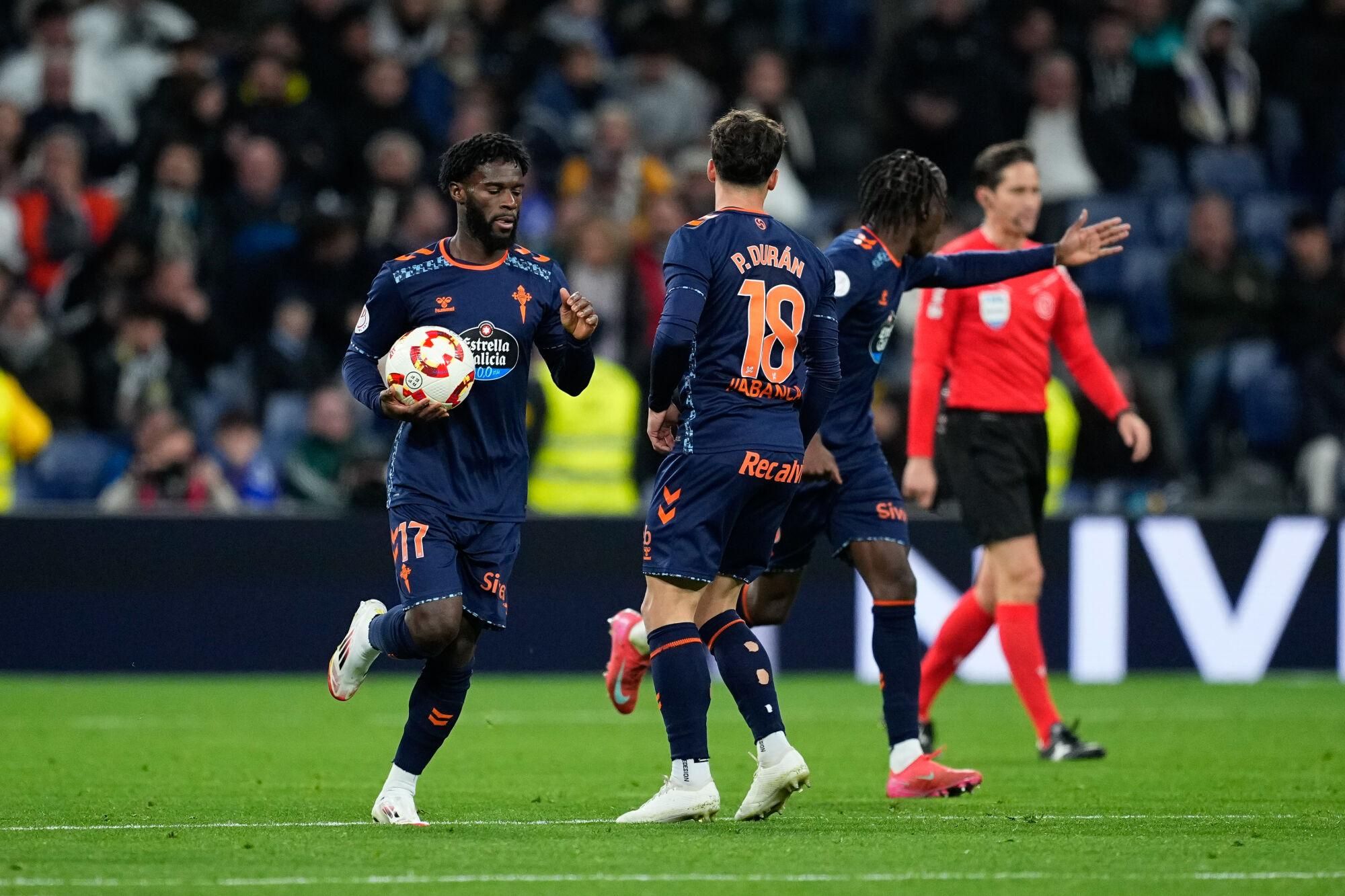 Jonathan Bamba of Celta de Vigo celebrates a goal during the Spanish Cup, Copa del Rey, round of 16 football match played between Real Madrid and RC Celta de Vigo at Santiago Bernabeu stadium on January 16, 2025, in Madrid, Spain. AFP7 16/01/2025 ONLY FOR USE IN SPAIN. Oscar J. Barroso / AFP7 / Europa Press;2025;SOCCER;SPAIN;SPORT;ZSOCCER;ZSPORT;Real Madrid v RC Celta de Vigo - Copa del Rey;