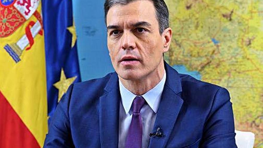 Pedro Sánchez, durant la seva videoconferència amb els militars desplegats a l&#039;estranger.