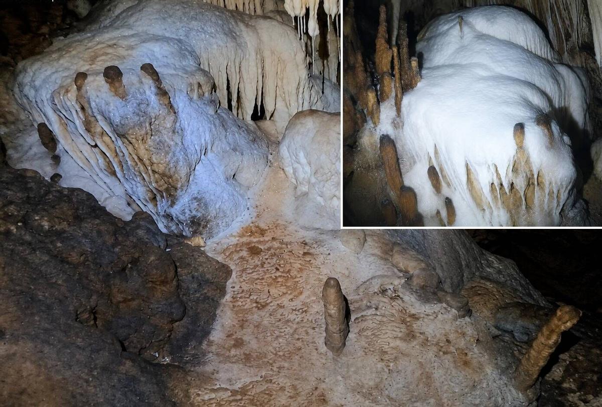 Estalactitas, por los suelos en una cueva de Mallorca