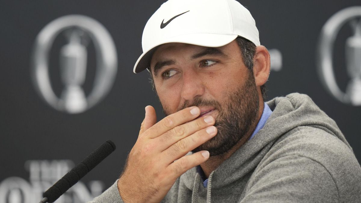 El norteamericano Scottie Scheffler, en la rueda de prensa del lunes en las instalaciones en que se celebra The Open.