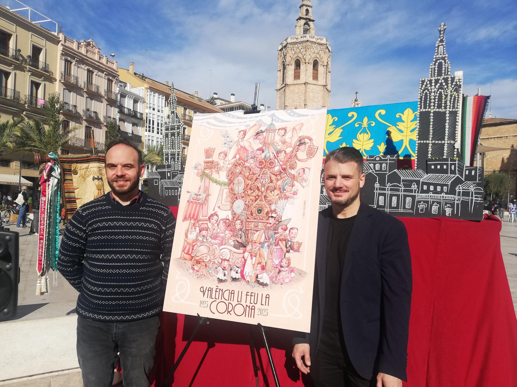 La original presentación del boceto de la falla Reina-Paz de Especial Infantil