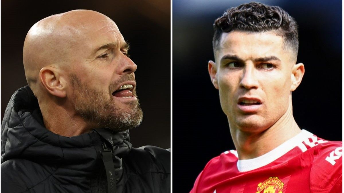 Ten Hag y Cristiano, enfrentados.