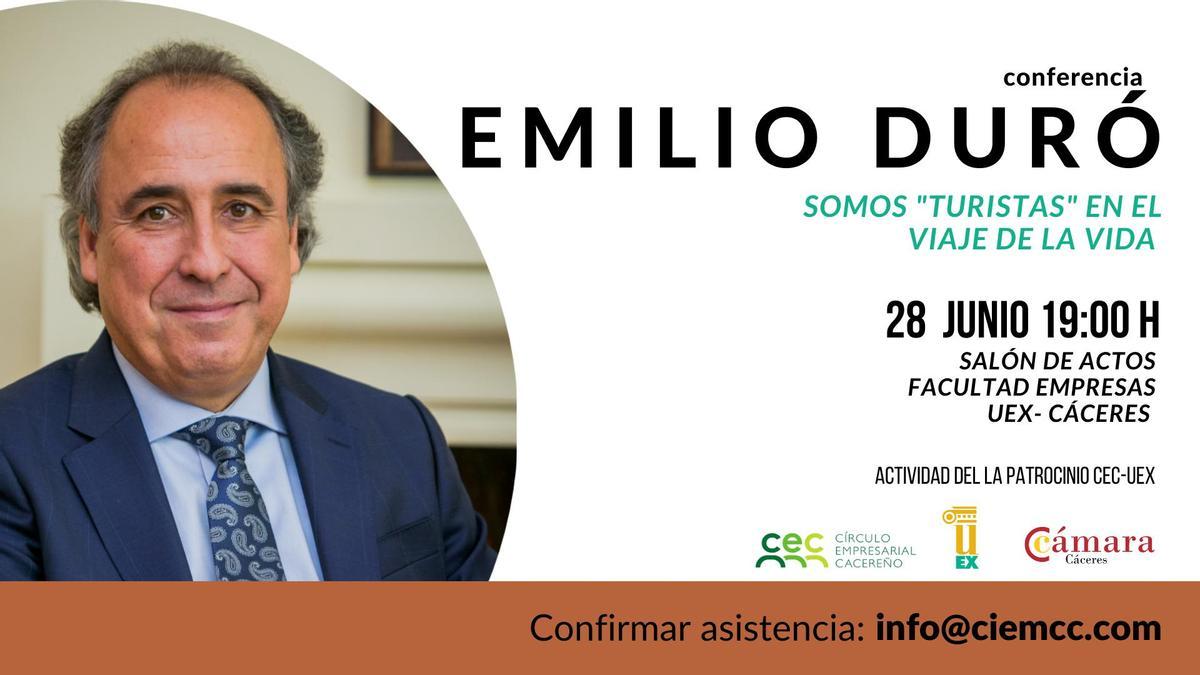 Cartel anunciador de la charla de Emilio Duró.