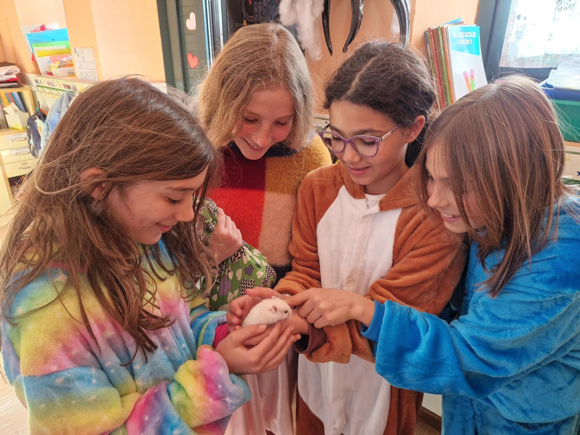 Carola, Lucy, Gara y Maya con Luquino.