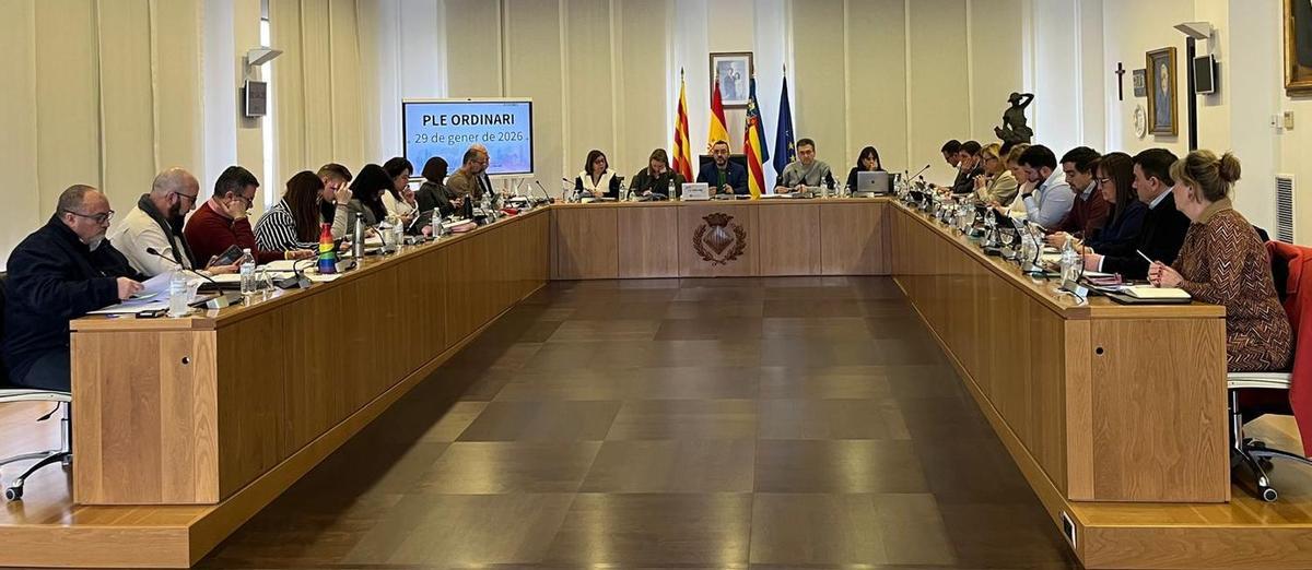Imatge del ple celebrat aquest dijous per la corporació municipal de Vila-real, el primer amb caràcter ordinari de l'any.