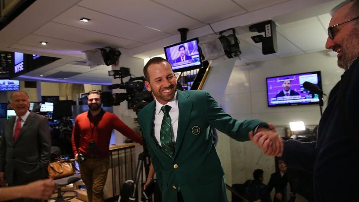 Sergio García, durante su visita a la Bolsa de Nueva York