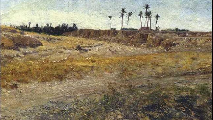 Este óleo

 sobre papel del Palmeral salió ayer a subasta en Sevilla con un precio inicial de 12.000 euros