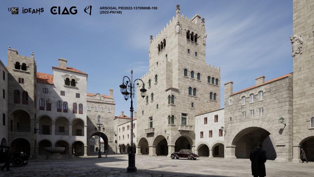 Recreación virtual de la Rúa Galicia proyectada por Antonio Palacios
