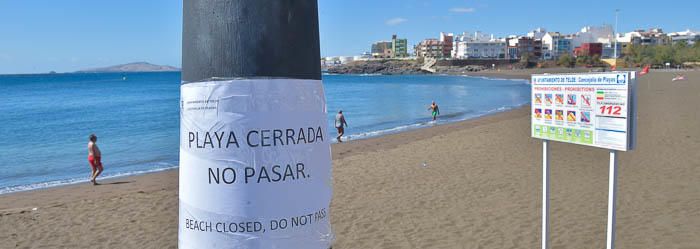 Playas cerradas al baño. Melenara