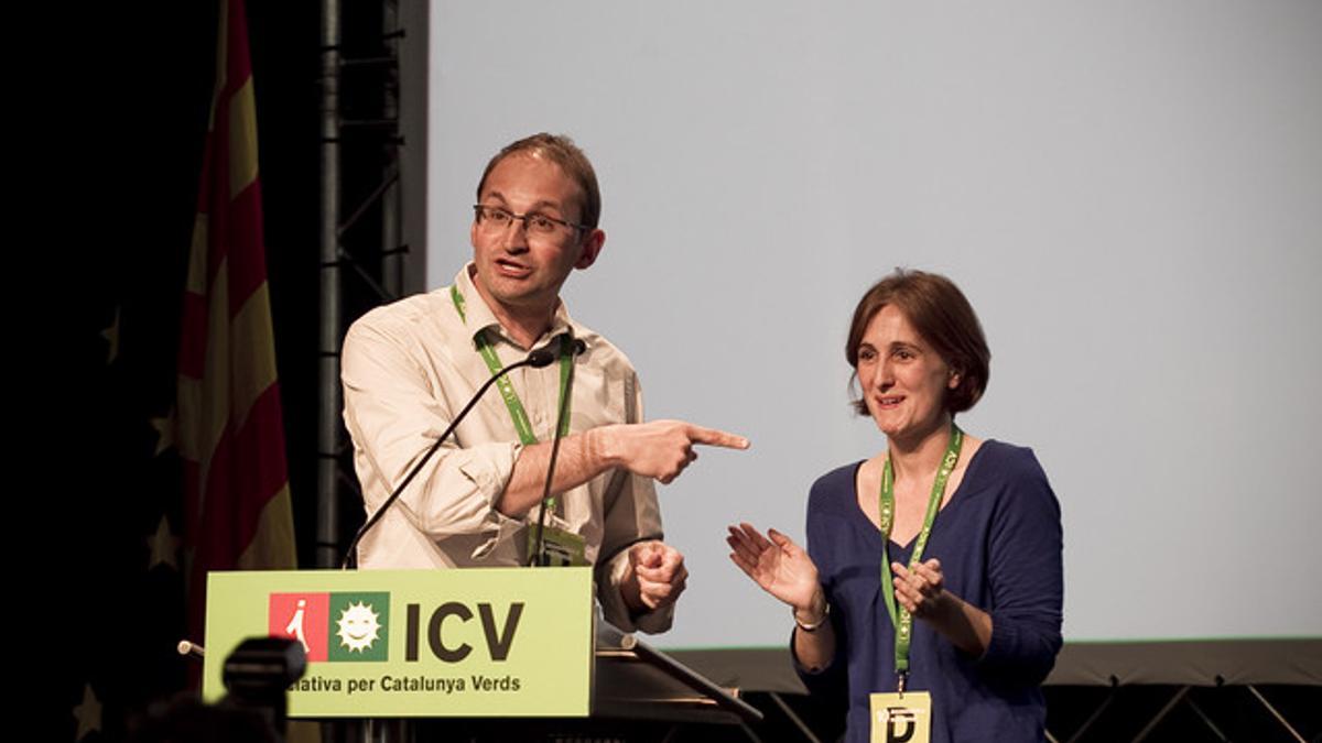 Herrera y Camats, nuevos coordinadores de ICV, hoy, en Viladecans.