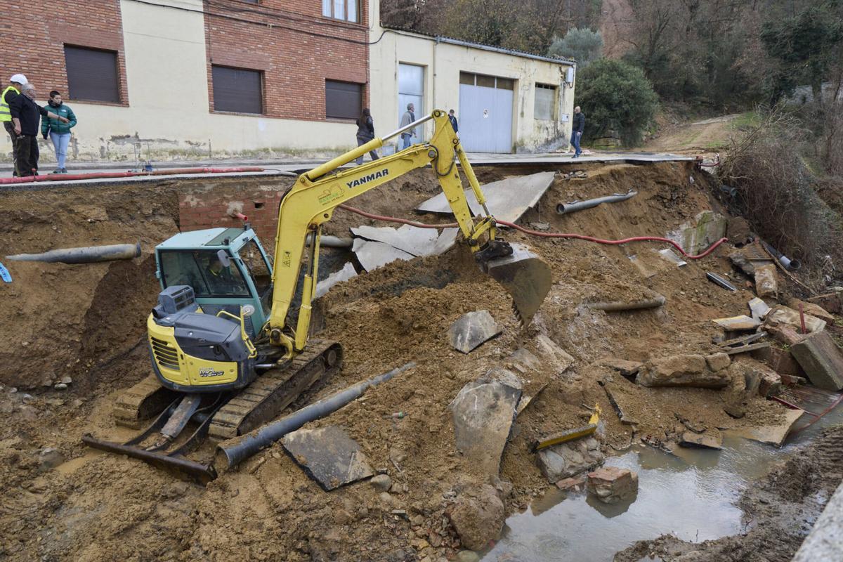 20260202 L'esfondrament parcial del carrer Pla de la Coma a Anglès,