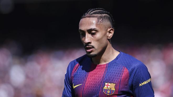 Raphinha of FC Barcelona looks on during the Spanish league, LaLiga EA Sports, football match played between FC Barcelona and Rayo Vallecano at Spotify Camp Nou stadium on March 22, 2026 in Barcelona, Spain. AFP7 22/03/2026 ONLY FOR USE IN SPAIN