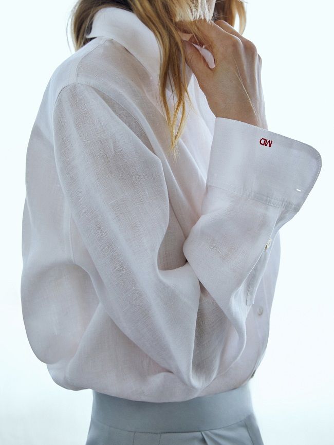 Camisa de lino personalizable con iniciales, de Massimo Dutti