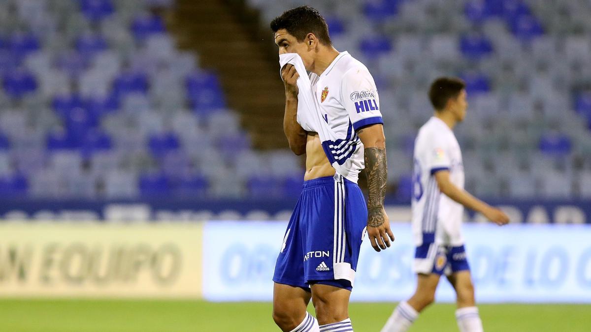 Sanabria, al final de un partido con el Real Zaragoza.