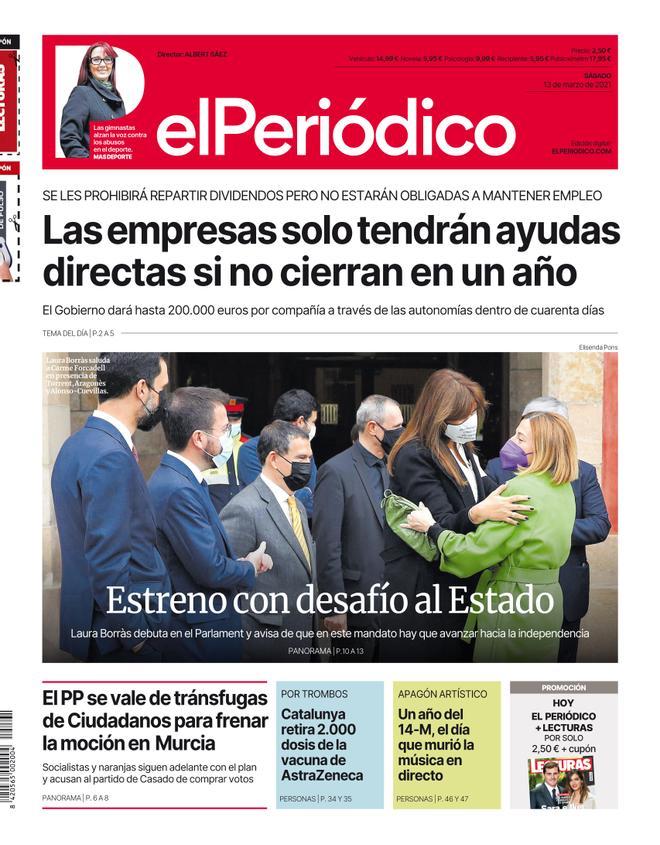 La portada d’EL PERIÓDICO del 3 de març del 2021