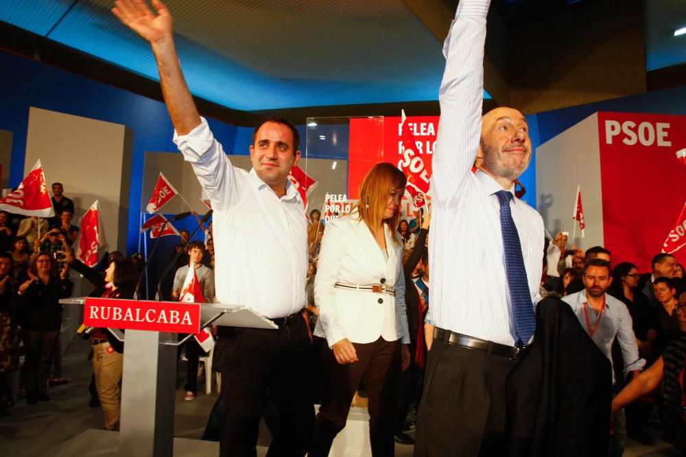 En 2011 junto a Leire Pajín y Jorge Alarte en la precampaña de las Elecciones Generales