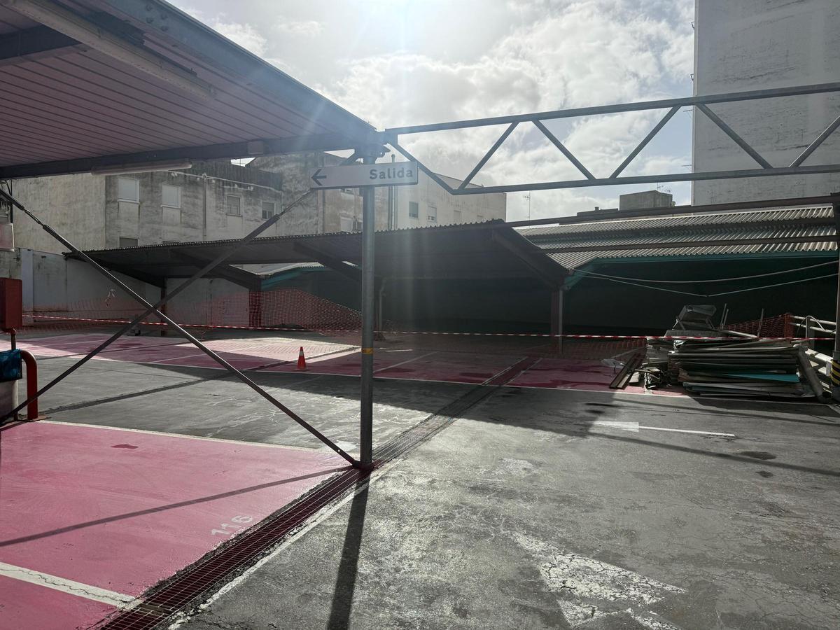 Las nuevas plazas del Parking Cervantes, aún en fase final de acondicionamiento, antes de su apertura en el centro de Mérida.