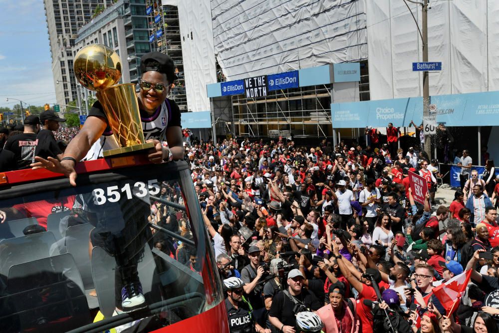 Los Raptors celebran el título de la NBA