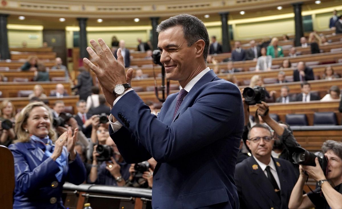 Pedro Sánchez, a su llegada al Congreso