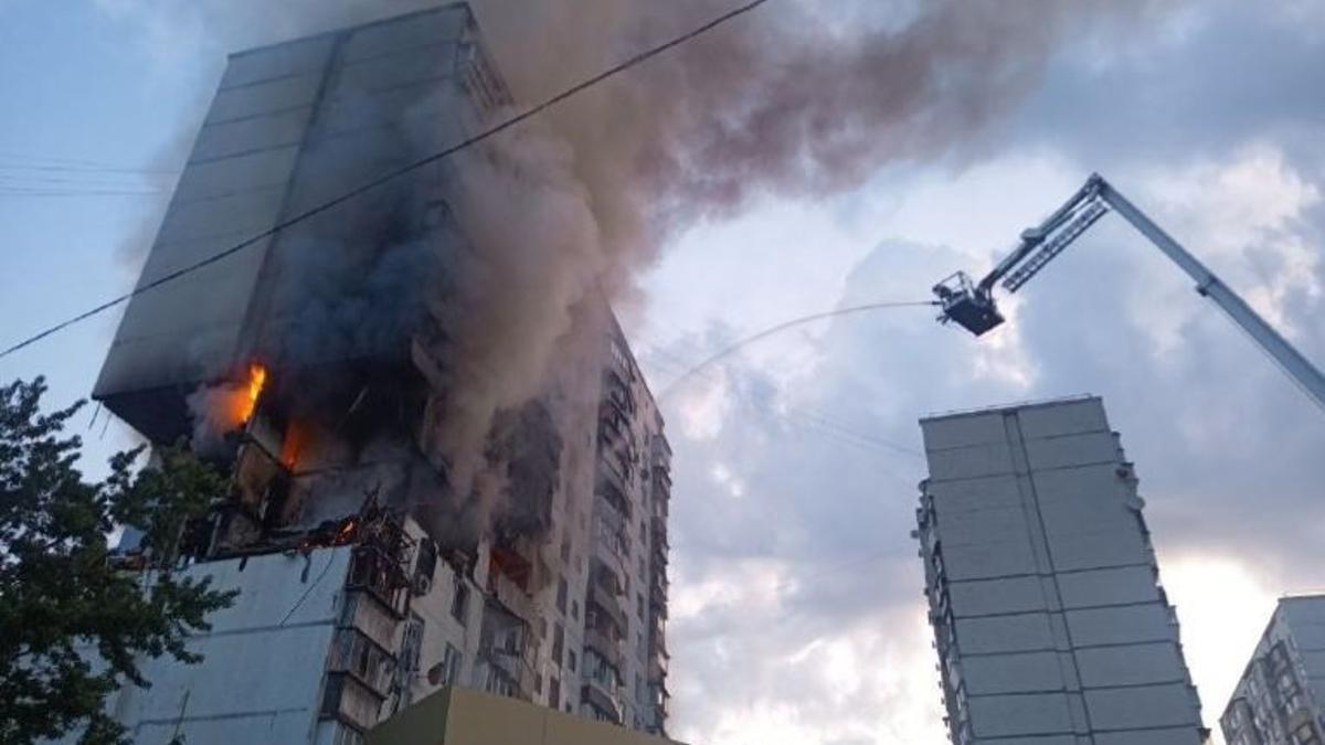 Explosión en un edificio en Kiev, Ucrania.