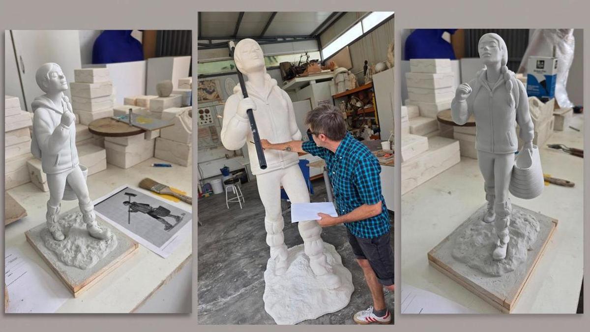 El molde del monumento a los voluntarios de la dana retrata la "marea de solidaridad"