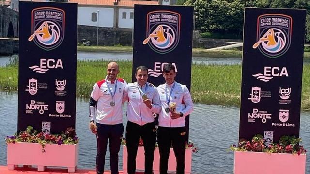 Tono Campos y Fernando Busto en el podio de Ponte de Lima.
