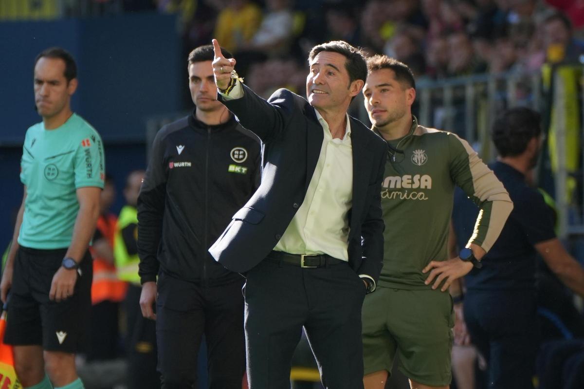 Marcelino, entrenador del Submarino, en el Villarreal-Getafe.