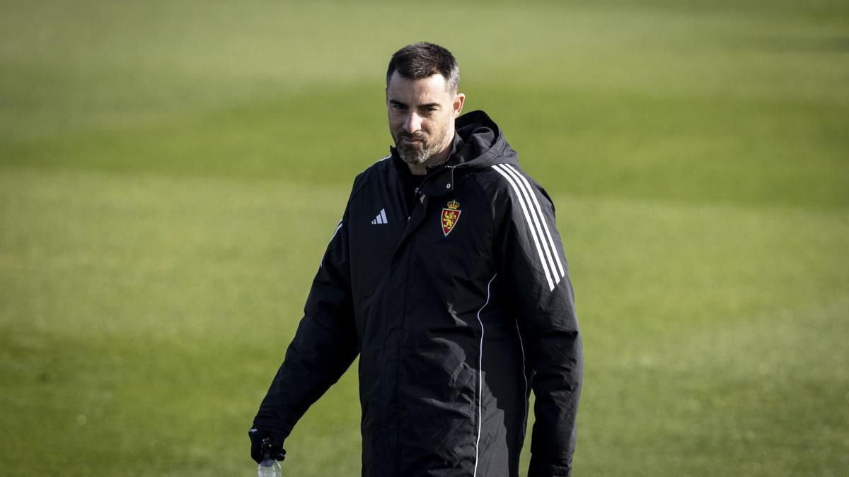 Rubén Sellés, durante un entrenamiento del Real Zaragoza.