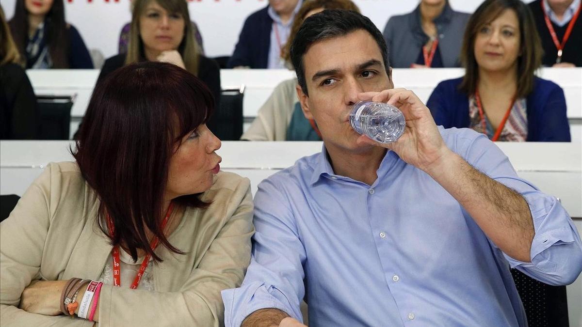 El líder de los socialistas, Pedro Sánchez, antes de intervenir en el comité de federal del pasado febrero.