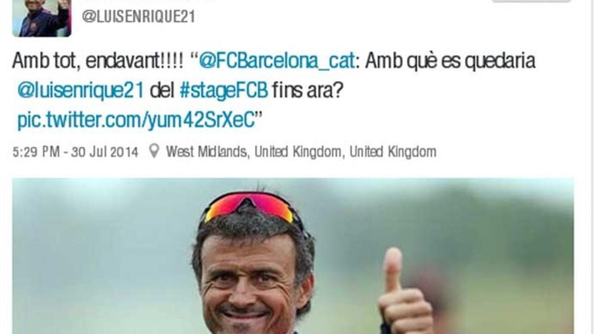 El mensaje de Luis Enrique en Twitter