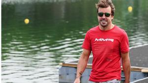 Fernando Alonso a su llegada al circuito Gilles Villeneuve de Montreal