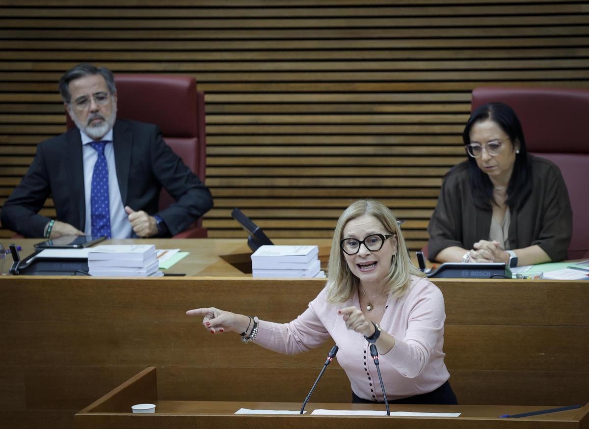 La diputada del PPCV, Mari Carmen Contelles, interviene en el Debate de Política General, este miércoles.