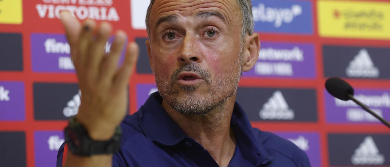 Luis Enrique, durante la rueda de prensa.