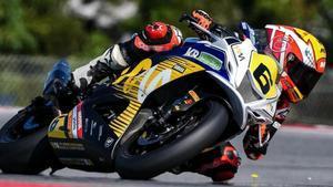 María Herrera, vigente campeona, durante los test de pretemporada en Portimao